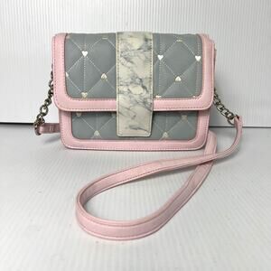 Luv Betsy Betsey Johnson Kawaii Embroidered Heart Crossbody Purse Bag Pink Blue